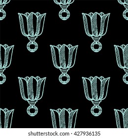 Seamless pattern with hand drawn tulip. Vector illustration