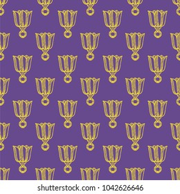 Seamless pattern with hand drawn tulips. Vector Illustration