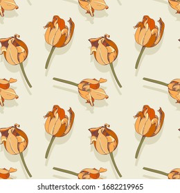 Seamless Pattern of Hand Drawn Tulips.