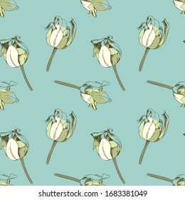 Seamless Pattern of Hand Drawn Tulips.
