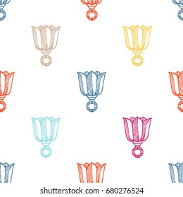 Seamless pattern with hand drawn tulips. Vector Illustration