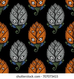 Seamless pattern with hand drawn tulips. Vector Illustration