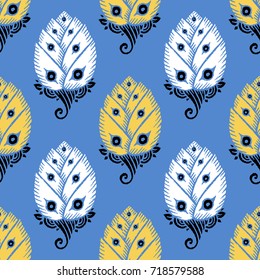 Seamless pattern with hand drawn tulips. Vector Illustration