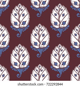 Seamless pattern with hand drawn tulips. Vector Illustration