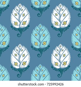 Seamless pattern with hand drawn tulips. Vector Illustration