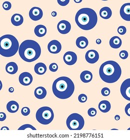 Patrón sin foco con ojo turco dibujado a mano. Símbolo de protección Turquía, Grecia, Chipre, Creta. Fondo con elementos mágicos, atributos. Amulet - ojo azul turco de Fátima.