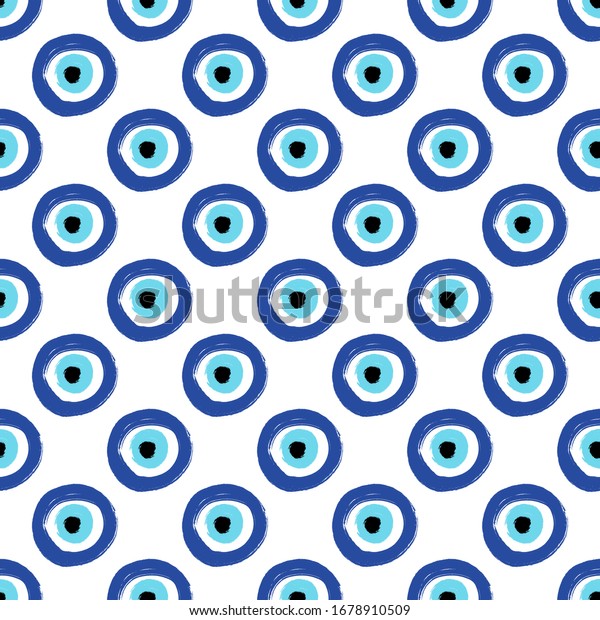 Seamless Pattern Hand Drawn Turkish Eye Stock Vector (Royalty Free ...