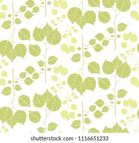 Seamless pattern with hand drawn twigs with leaves. Vector illustration. Botanical pattern for textiles and wallpapers.