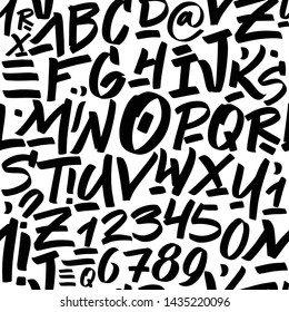 Seamless pattern hand drawn typeface.  Typography graffiti alphabet for your designs: logo, typeface, card, poster