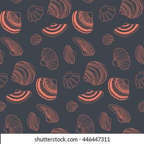 Seamless pattern with hand drawn underwater creatures.