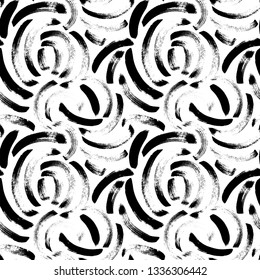 Seamless pattern with hand drawn vector squiggly lines. Curly waves, wavy lines, brushstrokes freehand drawing. Simple geometric texture. Vector ornament for wrapping paper, wallpapers, web design etc