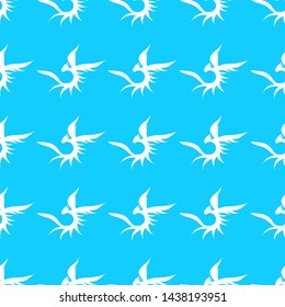 Seamless pattern of hand drawn vector dragon isolated on white background. Fantastic dragon icon. Freehand seamless silhouette of mythology aminal. Fantasy outline illustration.