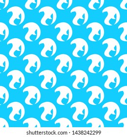 Seamless pattern of hand drawn vector eagle isolated on blue background. Fantastic dragon icon. Freehand seamless silhouette of mythology aminal. Fantasy outline illustration.