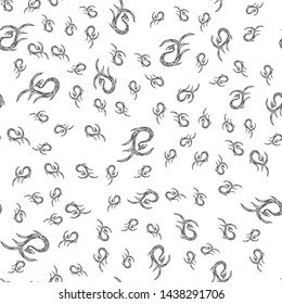 Seamless pattern of hand drawn vector dragon isolated on white background. Fantastic dragon icon. Freehand seamless silhouette of mythology aminal. Fantasy outline illustration.