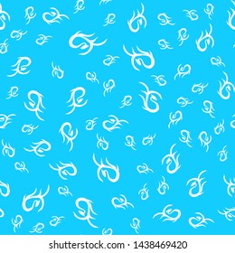 Seamless pattern of hand drawn vector dragon isolated on white background. Fantastic dragon icon. Freehand seamless silhouette of mythology aminal. Fantasy outline illustration.