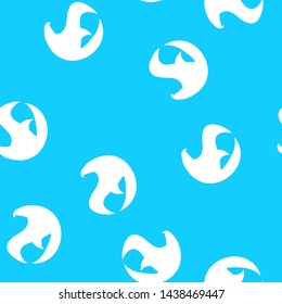 Seamless pattern of hand drawn vector eagle isolated on blue background. Fantastic dragon icon. Freehand seamless silhouette of mythology aminal. Fantasy outline illustration.