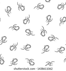 Seamless pattern of hand drawn vector dragon isolated on white background. Fantastic dragon icon. Freehand seamless silhouette of mythology aminal. Fantasy outline illustration.