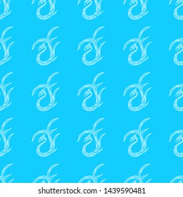 Seamless pattern of hand drawn vector dragon isolated on white background. Fantastic dragon icon. Freehand seamless silhouette of mythology aminal. Fantasy outline illustration.