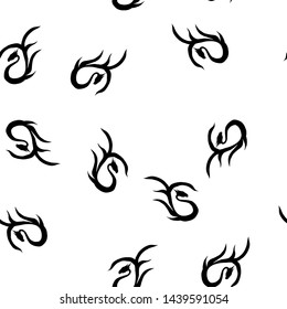 Seamless pattern of hand drawn vector dragon isolated on white background. Fantastic dragon icon. Freehand seamless silhouette of mythology aminal. Fantasy outline illustration.