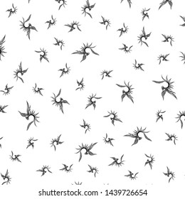 Seamless pattern of hand drawn vector dragon isolated on white background. Fantastic dragon icon. Freehand seamless silhouette of mythology aminal. Fantasy outline illustration.