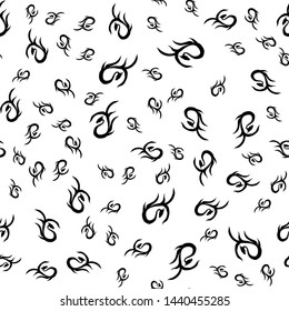 Seamless pattern of hand drawn vector dragon isolated on white background. Fantastic dragon icon. Freehand seamless silhouette of mythology aminal. Fantasy outline illustration.