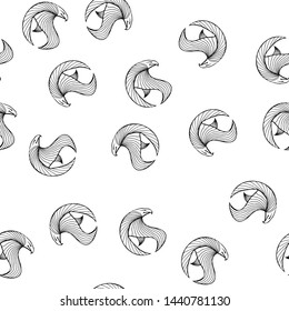 Seamless pattern of hand drawn vector eagle isolated on white background. Fantastic dragon icon. Freehand seamless silhouette of mythology aminal. Fantasy outline illustration.