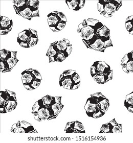 Seamless pattern with hand drawn vector illustration of cypress cones. Design elements  Forest Autumn (Winter) collection