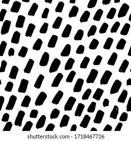 Seamless pattern. Hand drawn. Vector illustration. Black spots on white background.