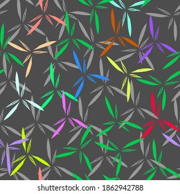 Seamless pattern with hand drawn vector flowers,modern geometric ornament,illustration for wrapping and textile,nature print on grey background,abstract botanical motif for wallpaper and cover design