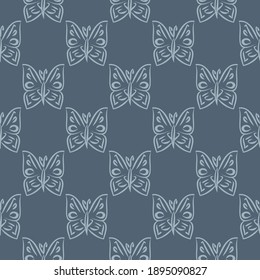 Seamless pattern with hand drawn vector butterflies