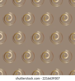 Seamless pattern, hand drawn, vector. Golden geometric pattern on beige background, geometric figures.