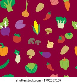 Seamless pattern hand drawn vegetables. simple vector for fabric pattern, fabric print, textile, gift wrapping paper