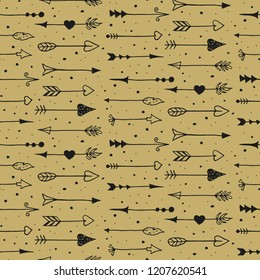 Seamless pattern with hand drawn vintage arrows. Vector illustration.