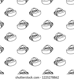 Seamless pattern hand drawn virtual reality glasses. Doodle black sketch. Sign symbol. Decoration element. Isolated on white background. Flat design. Vector illustration.