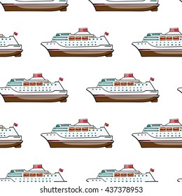 seamless pattern. Hand drawn water transpor. kids toy cruise ship