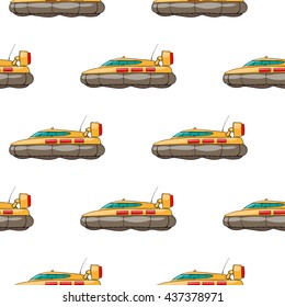 seamless pattern. Hand drawn water transpor. kids toy hovercraft