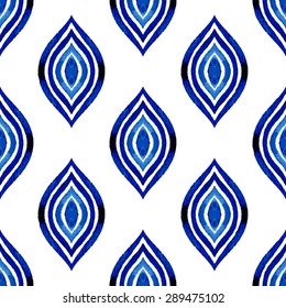 Seamless pattern with hand drawn water-colour rhombus.