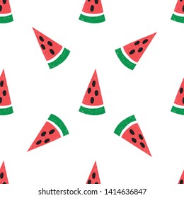 Seamless pattern with hand drawn watermelons. Childish texture for fabric, textile, vector fill. Vector background 