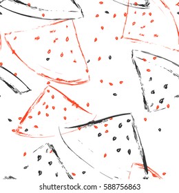 Seamless pattern with hand drawn watermelons, sketch vector illustration 