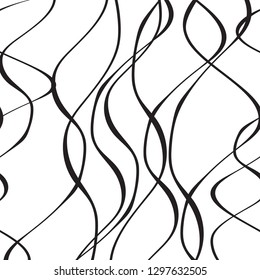 Seamless pattern with hand drawn wave lines