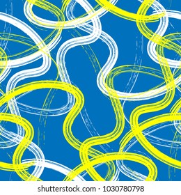 Seamless pattern with hand drawn waves. Abstract background with wavy brush strokes. Ornament for wrapping paper.