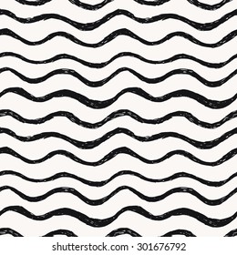 Seamless pattern. Hand drawn waves