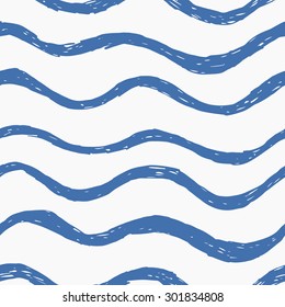 Seamless pattern. Hand drawn waves