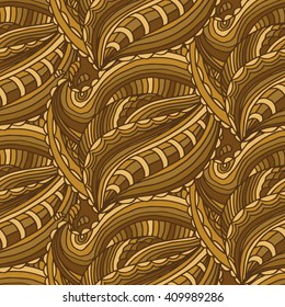 Seamless pattern with hand drawn waves and lines .Vector illustration