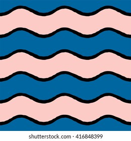 Seamless pattern. Hand drawn waves. Vector illustration
