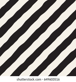 Seamless pattern with hand drawn waves. Abstract background with wavy brush strokes lattice. Black and white freehand lines texture.