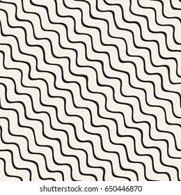 Seamless pattern with hand drawn waves. Abstract background with wavy brush strokes lattice. Black and white freehand lines texture.