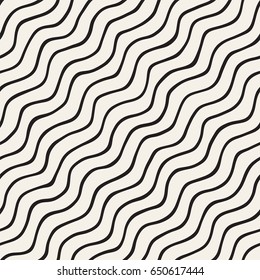 Seamless pattern with hand drawn waves. Abstract background with wavy brush strokes lattice. Black and white freehand lines texture.