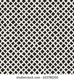Seamless pattern with hand drawn waves. Abstract background with wavy brush strokes lattice. Black and white freehand lines texture.