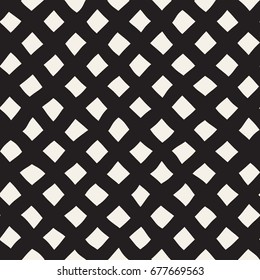 Seamless pattern with hand drawn waves. Abstract background with wavy brush strokes lattice. Black and white freehand lines texture.